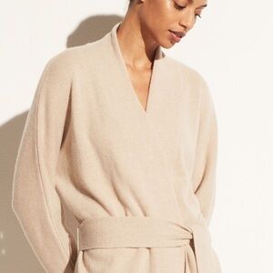 VINCE belted wrap, tan / oatmeal
